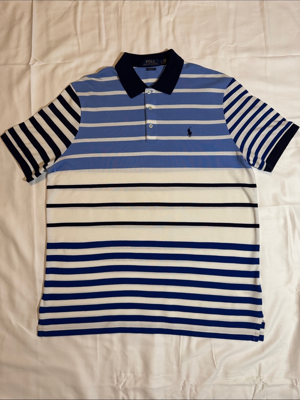 Polo by Ralph Lauren Blue, White & Navy Striped Polo Shirt